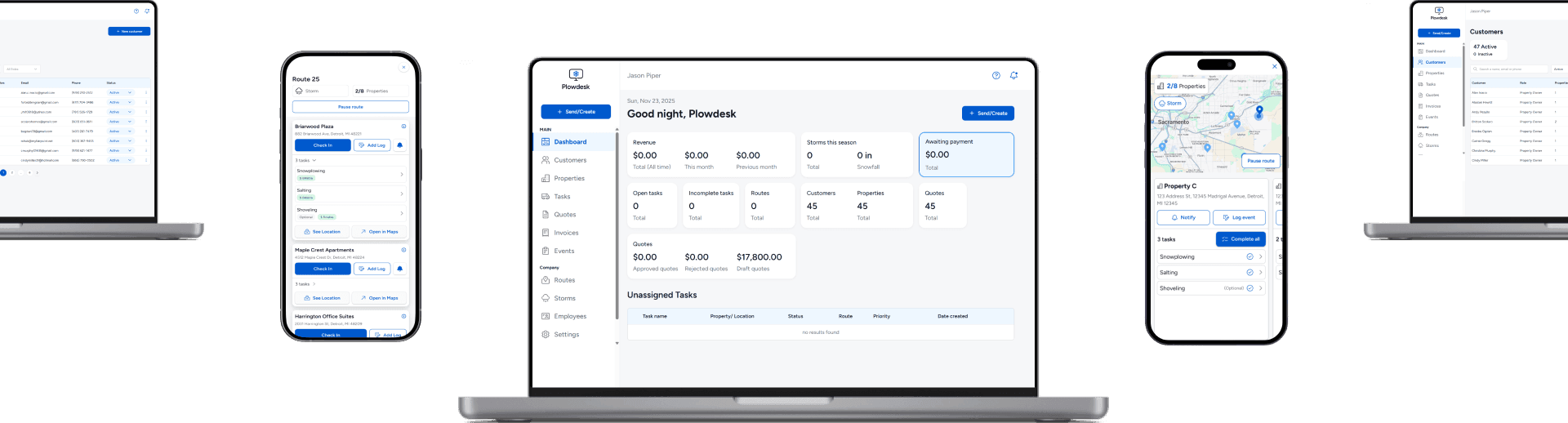 Plowdesk route, crew, and operations dashboard